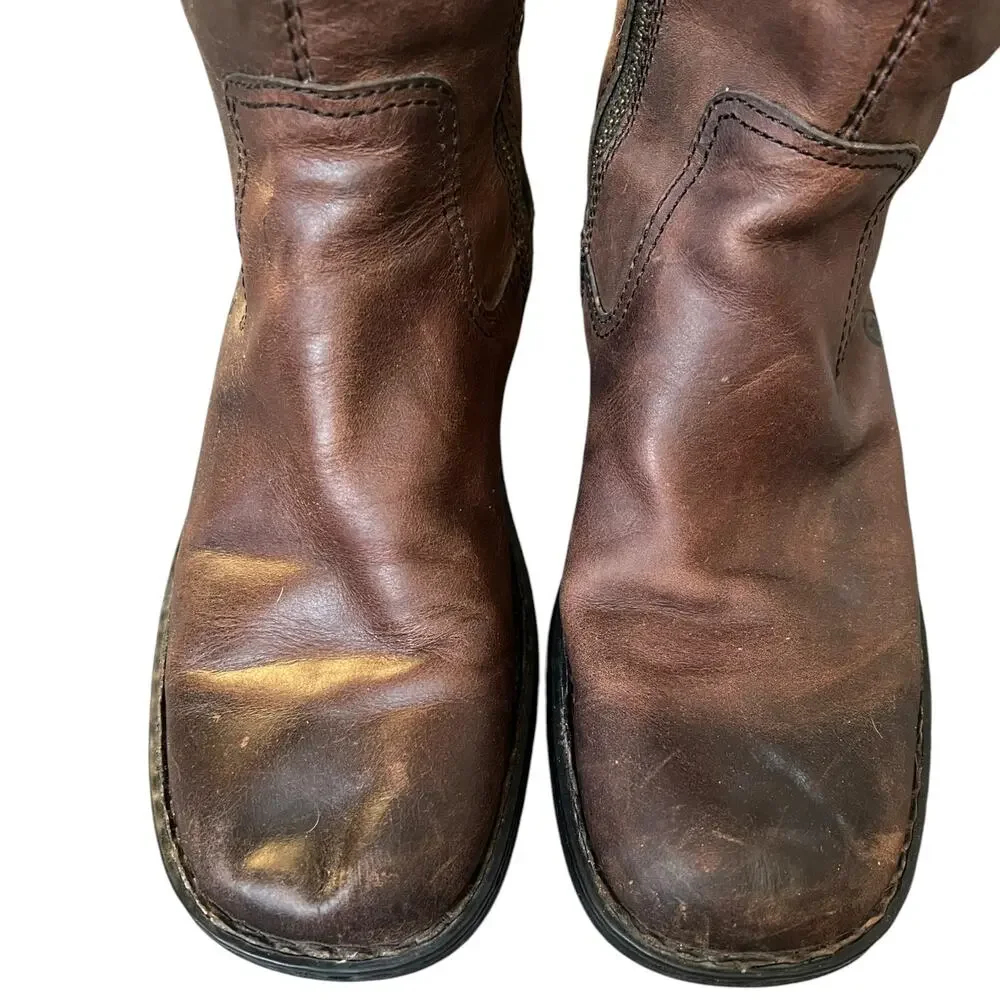 Born Brown Leather Engineer Moto Boots Side Zip Harness Men’s 9.5 / EU 43